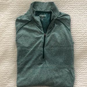 Rhone Mens M Aqua Quarter Zip Performance Top Long Sleeve Thumb Loops. Like new!